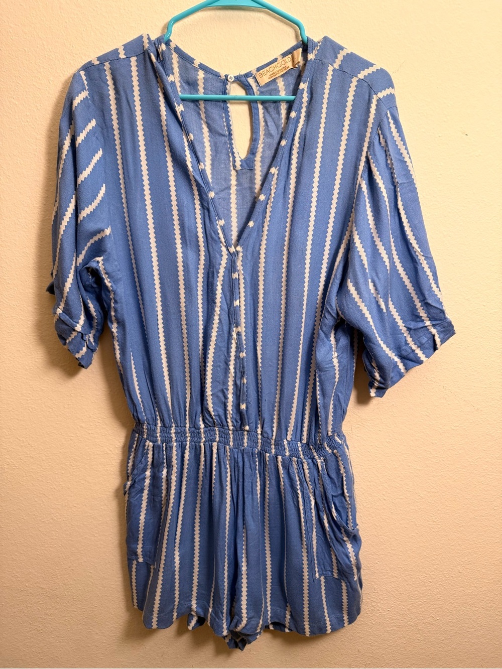 BEACHGOLD Blue and White Striped Women’s Romper Dress